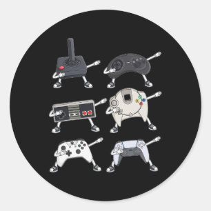Pegatina Redonda Dabbing Video Gamer Controllers Divertido juego de