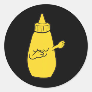 Pegatina Redonda Dabbing Yellow Mustard Squeeze Botella Funny Danci