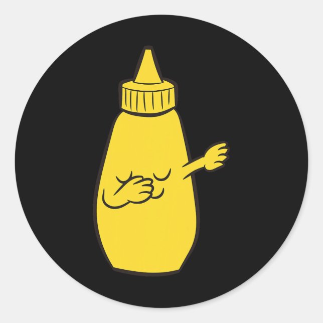 Pegatina Redonda Dabbing Yellow Mustard Squeeze Botella Funny Danci (Anverso)