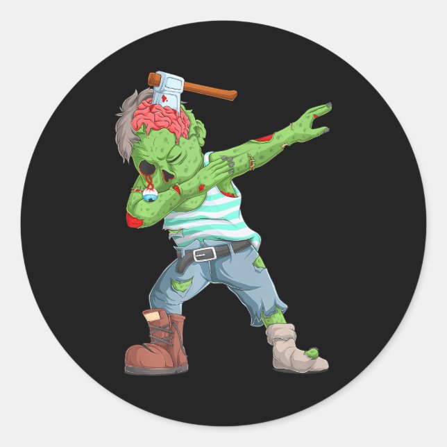 Pegatina Redonda Dabbing Zombie Scary Halloween Boys Halloween (Anverso)