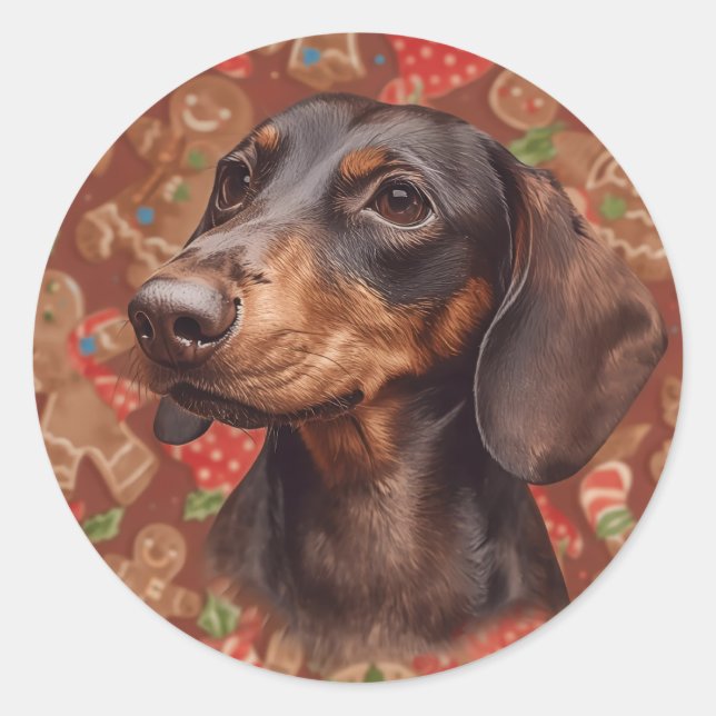 Pegatina Redonda Dachshund christmas (Anverso)