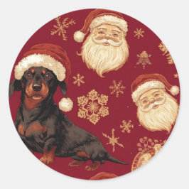 Pegatina Redonda Dachshund christmas