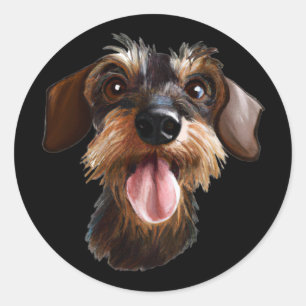 Pegatina Redonda Dachshund con cable