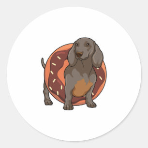 Pegatina Redonda Dachshund con Donut