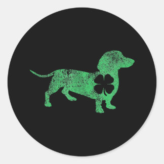 Pegatina Redonda Dachshund Dog St. Patrick's Day Saint Paddy