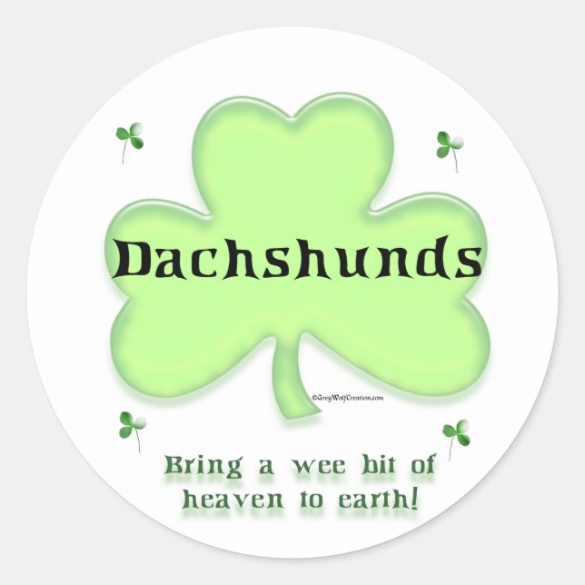 Pegatina Redonda Dachshund Heaven; el día de San Patricio Dachshund (Anverso)