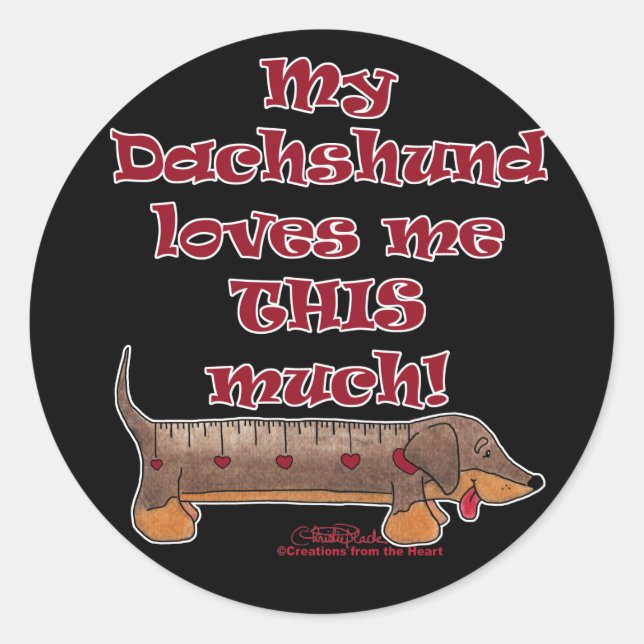 Pegatina Redonda Dachshund Love Meter (Anverso)