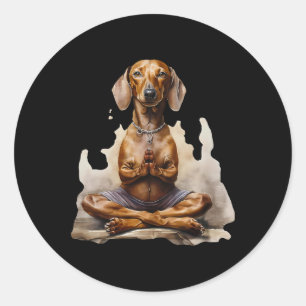 Pegatina Redonda Dachshund Muay Thai Boxeo Karate Kickboxing Marti