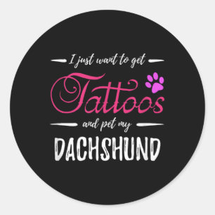Pegatina Redonda Dachshund Perro Lover Tattoo Shirt Divertido Perro