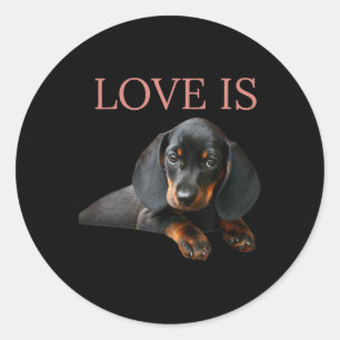 Pegatina Redonda Dachshund Perro Mamá Papá Hombres Mujeres Niños Re