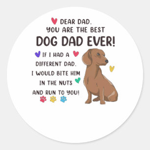 Pegatina Redonda Dachshund Querido Padre, Eres Lo Mejor