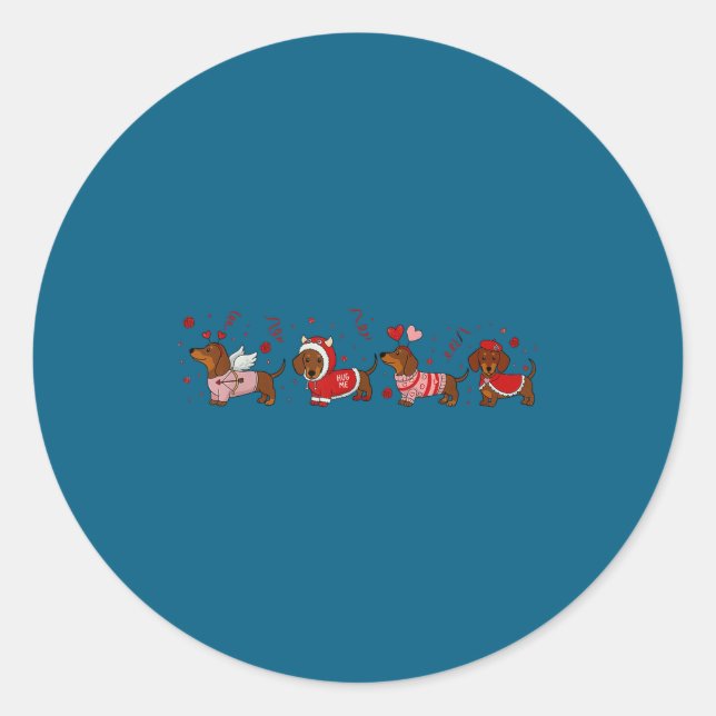 Pegatina Redonda Dachshund Valentine Dachshund Valentine’s Day Saus (Anverso)