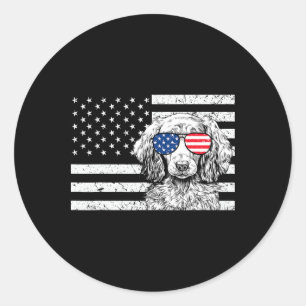Pegatina Redonda Dachshund Weiner Perro 4 De Julio Bandera Estadoun