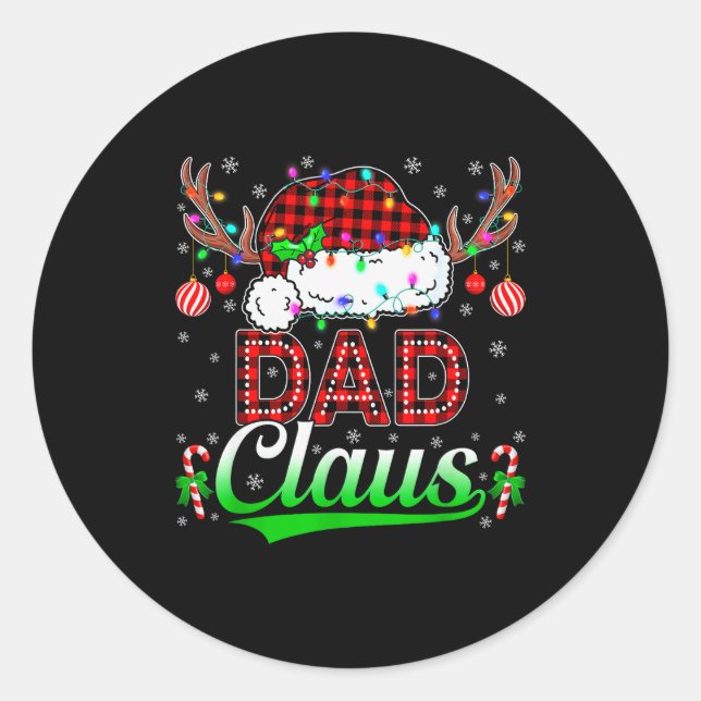 Pegatina Redonda Dad Claus Christmas Lights Matching Family Xmas Pa (Anverso)