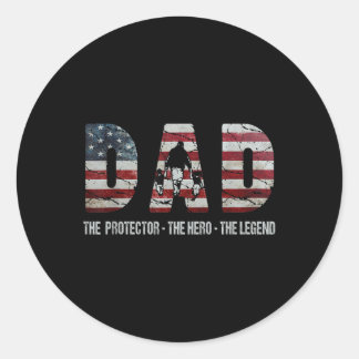 Pegatina Redonda Dad El Protector Hero Leyenda La Bandera Estadouni