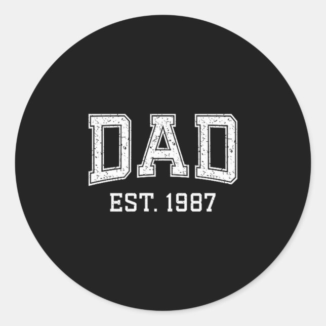 Pegatina Redonda Dad Est 1987 Dad D Fathers Day Ized  (Anverso)