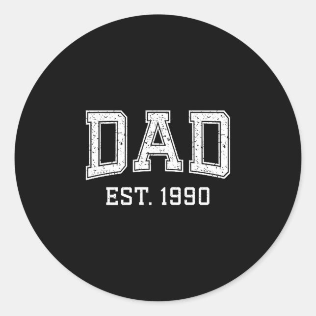 Pegatina Redonda Dad Est 1990 Dad D Fathers Day Ized  (Anverso)