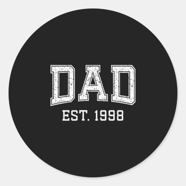 Pegatina Redonda Dad Est 1998 Dad D Fathers Day Ized  (Anverso)