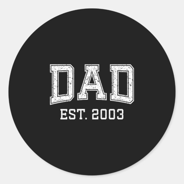 Pegatina Redonda Dad Est 2003 Dad D Fathers Day Ized  (Anverso)