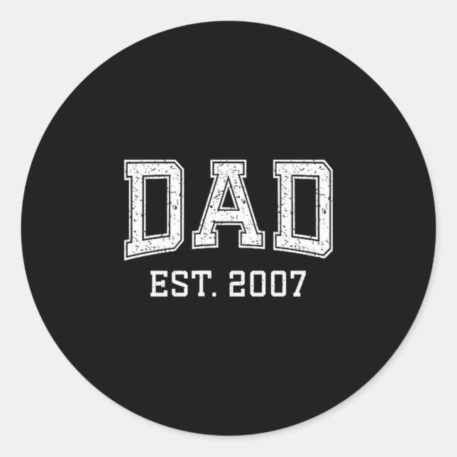 Pegatina Redonda Dad Est 2007 Dad D Fathers Day Ized  (Anverso)