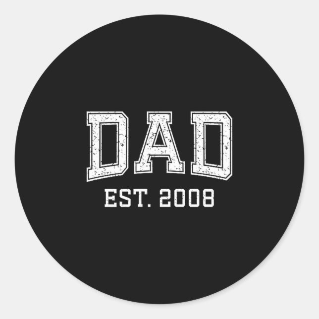 Pegatina Redonda Dad Est 2008 Dad D Fathers Day Ized  (Anverso)