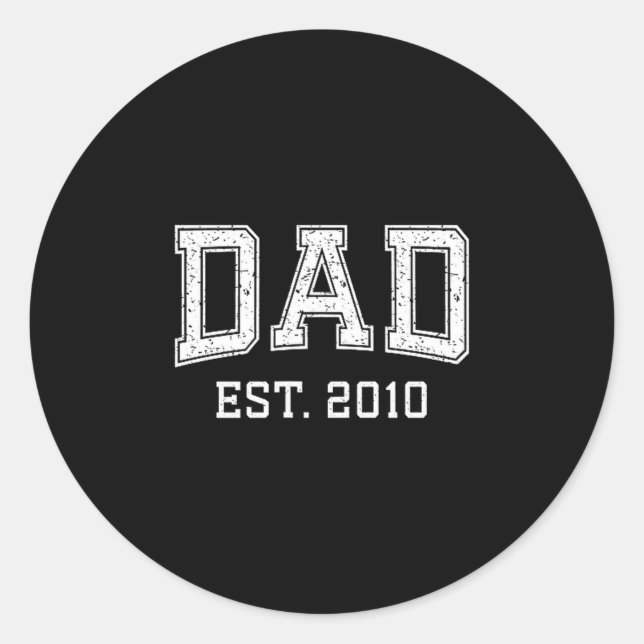 Pegatina Redonda Dad Est 2010 Dad D Fathers Day Ized  (Anverso)