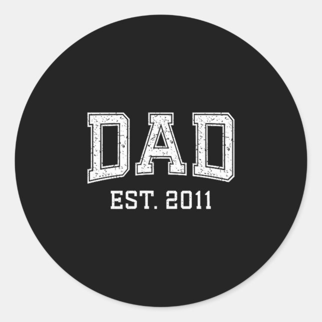 Pegatina Redonda Dad Est 2011 Dad D Fathers Day Ized  (Anverso)