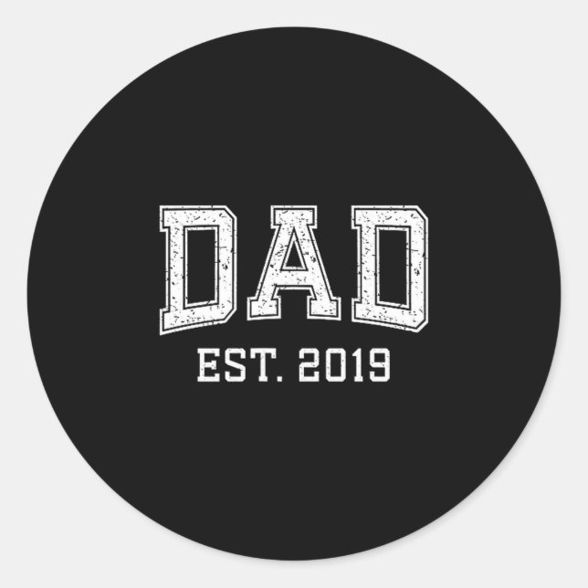 Pegatina Redonda Dad Est 2019 Dad D Fathers Day Ized  (Anverso)