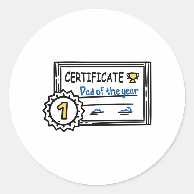 Pegatina Redonda Dad of the Year certificate father's day Award (Anverso)