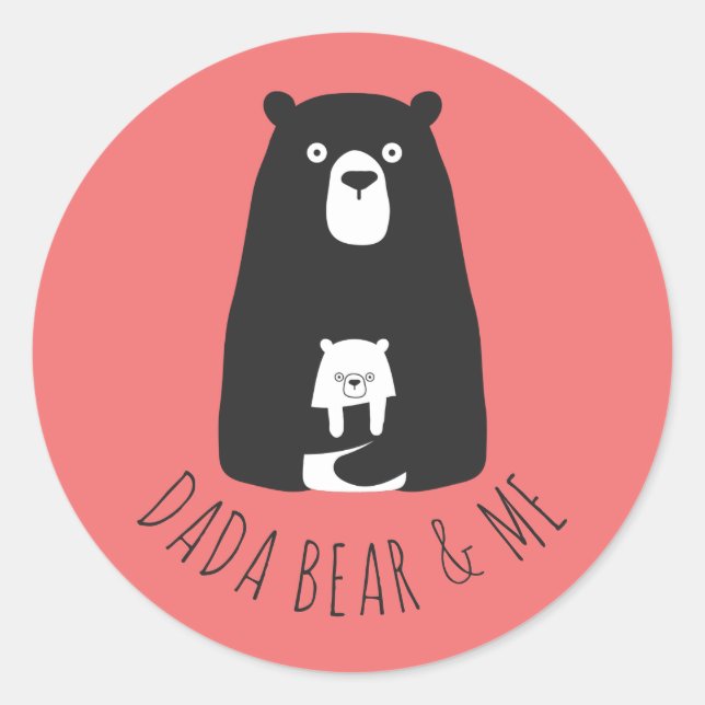 Pegatina Redonda DADA BEAR Y YO | Papá Niños Hija Son Dada Bear C (Anverso)