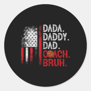 Pegatina Redonda Dada Daddy Dad Coach Bruh Sketll Dad