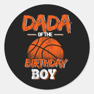 Pegatina Redonda Dadá del niño de cumpleaños, amante del básquetbol