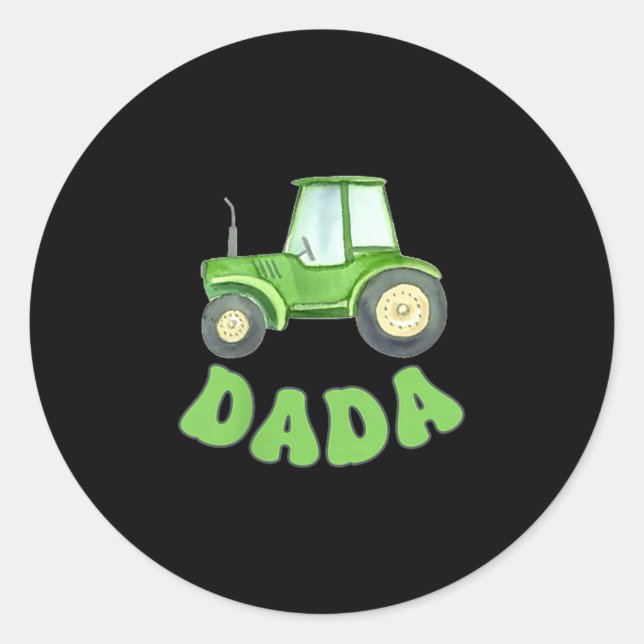 Pegatina Redonda Dada Of The Birthday Boy Tractor Farm Trucks Famil (Anverso)