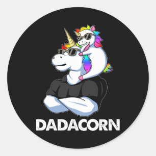 Pegatina Redonda Dadacorn - Unicorn Dad Y
