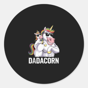 Pegatina Redonda Dadacorn Unicornio Papá Día del Padre Divertido Ar