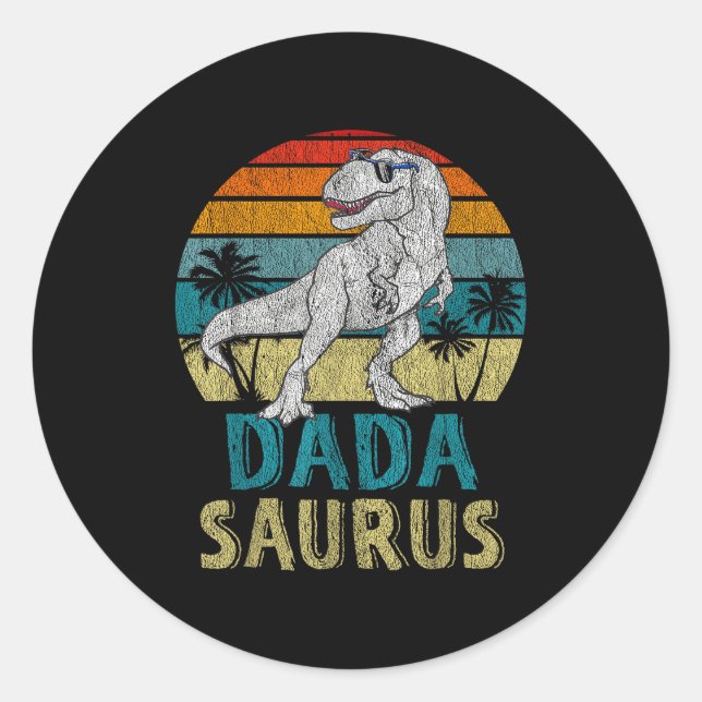 Pegatina Redonda Dadasaurus T Rex Dinosaur Dada Saurus Family Match (Anverso)