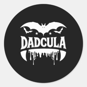 Pegatina Redonda Dadcula Halloween Bat Vampiros Fangs Flower Effect
