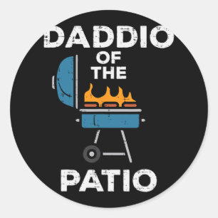 Pegatina Redonda Daddio De La Famosa Bbq Rbecue Grilling Dad
