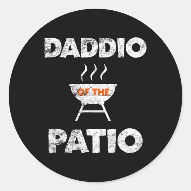Pegatina Redonda Daddio Del Patio Grill Daddy Bq Grilling Julio (Anverso)