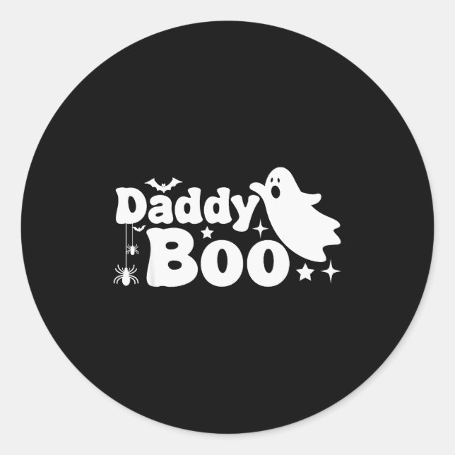 Pegatina Redonda Daddy Boo Funny Ghost Halloween Family Matching  (Anverso)