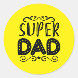 Pegatina Redonda Daddy Gift Super Dad