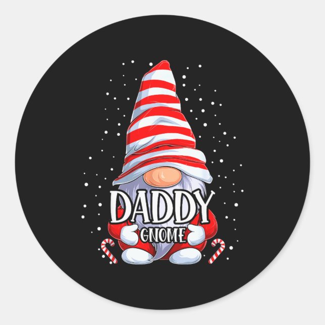 Pegatina Redonda Daddy Gnome Christmas Pajamas Matching Family Grou (Anverso)
