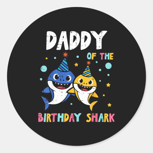Pegatina Redonda Daddy Of Bday Party Family Matching Dad Men  (Anverso)