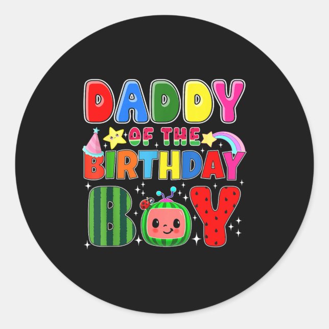 Pegatina Redonda Daddy Of The Birthday Boy Melon Family Matching Fu (Anverso)