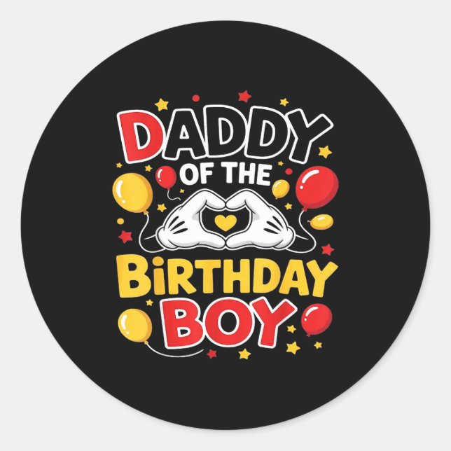 Pegatina Redonda Daddy Of The Birthday Boy Shirt Matching Dad Son F (Anverso)