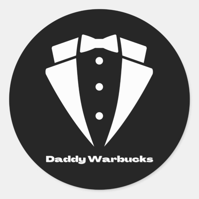 Pegatina Redonda Daddy Warbucks De Annie Tuxedo (Anverso)