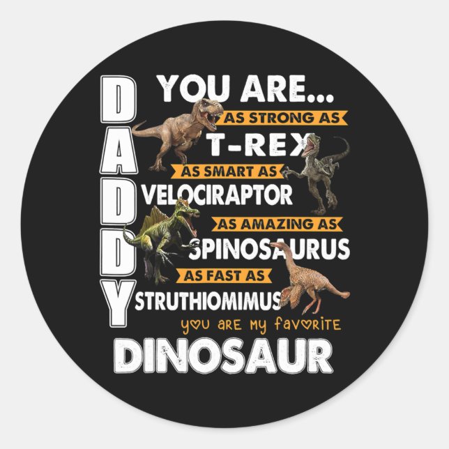 Pegatina Redonda Daddy You Are My Favorite Dinosaur Father's Day  (Anverso)
