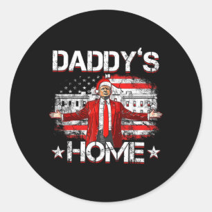 Pegatina Redonda Daddys Home Trump Navidad 2024 Divertido Trump se