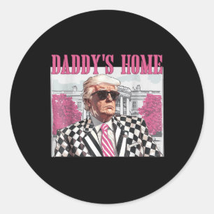 Pegatina Redonda Daddys Home Trump Pink 2024