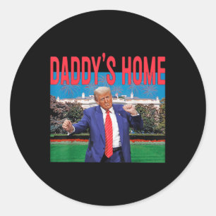 Pegatina Redonda Daddys home Trump Pink Trump 2024 Take America Bac